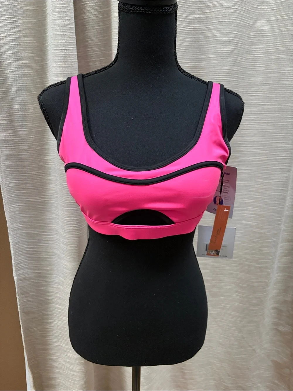 Beach riot Hot Pink Cutout Sports Bra with Black Trim